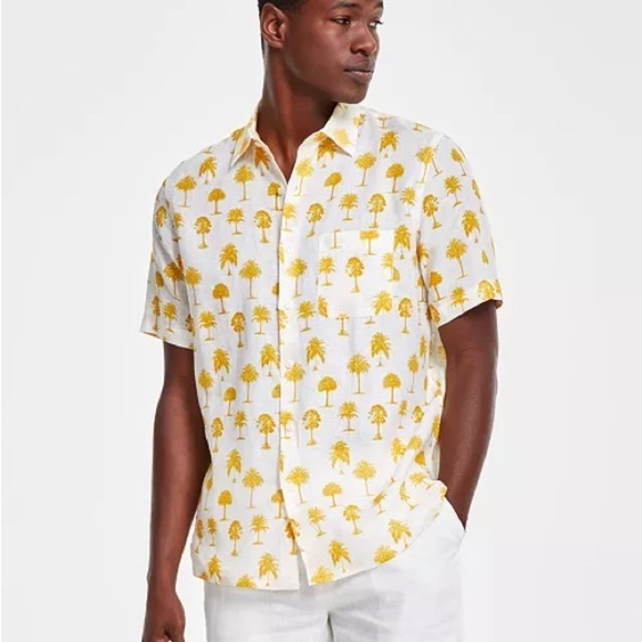 Club Room Other - Club Room White and Yellow Palm Print Shirt